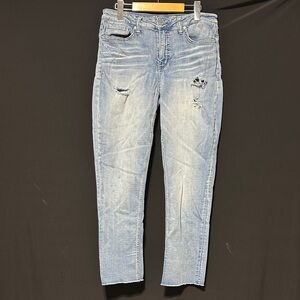 Seven7 Light Blue Distressed Straight Leg Jeans 10 — Casual Cool Y2K